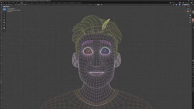 Cartoon Pixar Fitness Man head mesh preview